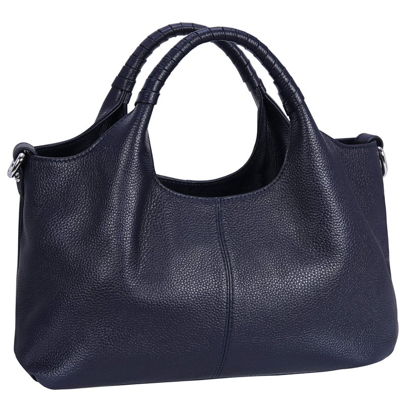 Iswee Ladies Leather Handbags and Purses Leather Bags for Women Shoulder Hand Bags Western Pocketbooks Satchel Hobo Tote Top Handle Cross Body Bag (Navy Blue) - Image 1